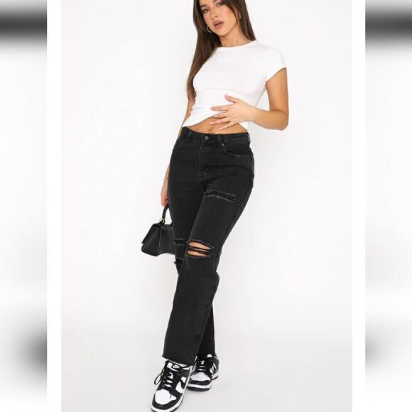 NWT White Fox Boutique Love Stoned Vintage Black Boyfriend Jeans Size XS US 2 - Picture 9 of 9